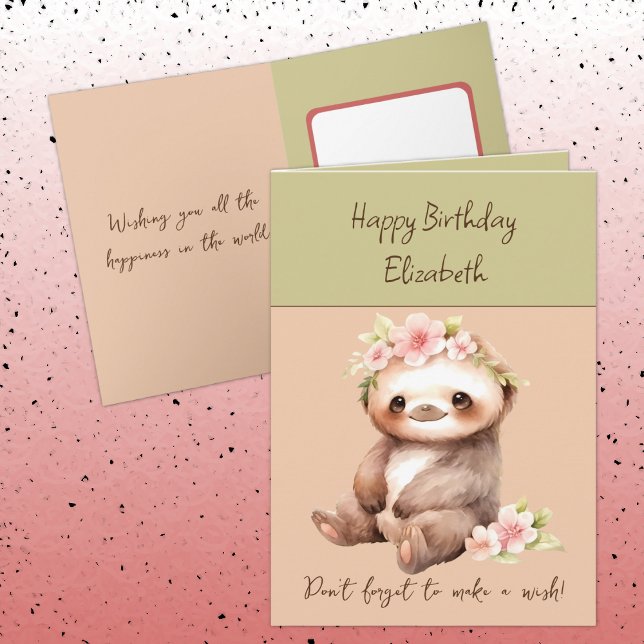 Cartão Feliz aniversário faça um desejo com um nome verde (Criador carregado)