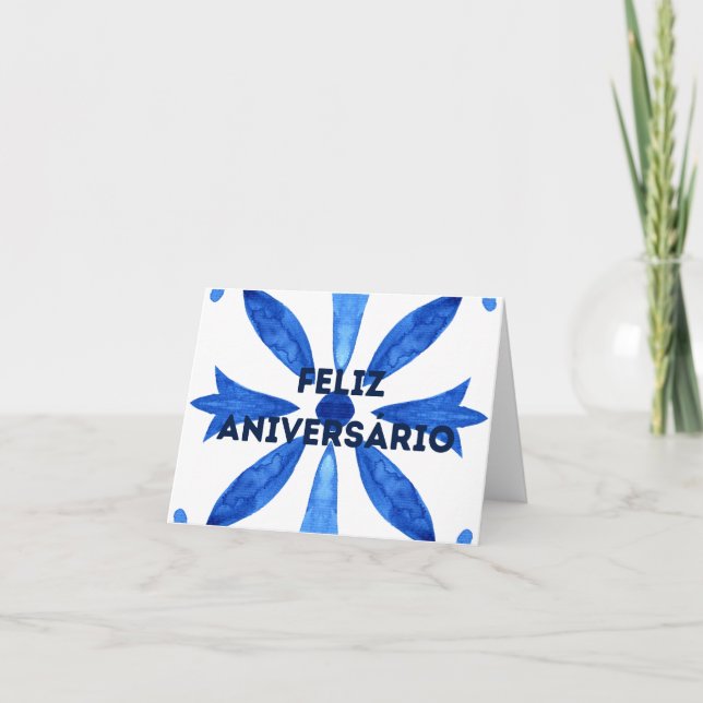 Cartão Feliz Aniversário, feliz aniversário português (Frente)