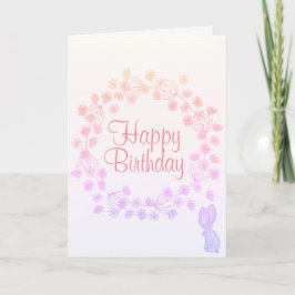 Cartão Feliz Aniversário Feliz, Floral Wreath Bunny