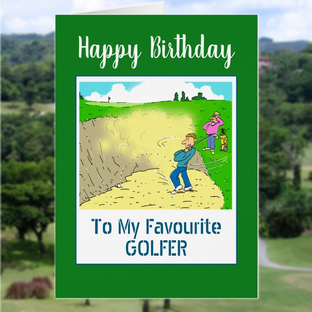 Cartão Feliz Aniversário Feliz Golfer (Criador carregado)