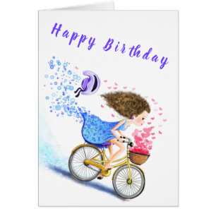 Cartão Feliz Aniversário - Feliz Jovem Na Bicicleta - Am