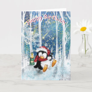 Cartão Feliz Aniversário - Feliz Pinguim - Natal