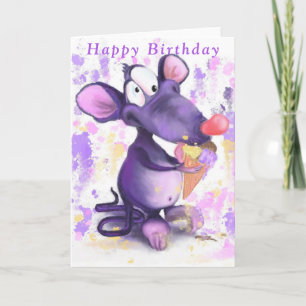 Cartão Feliz aniversário - Feliz Sorvete Roxo 