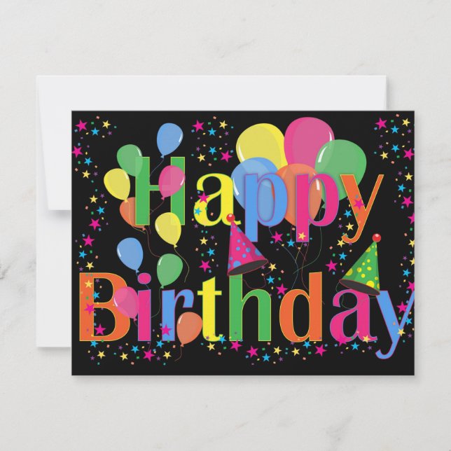 Cartão Feliz aniversário, festiva comemoração de aniversá (Frente)