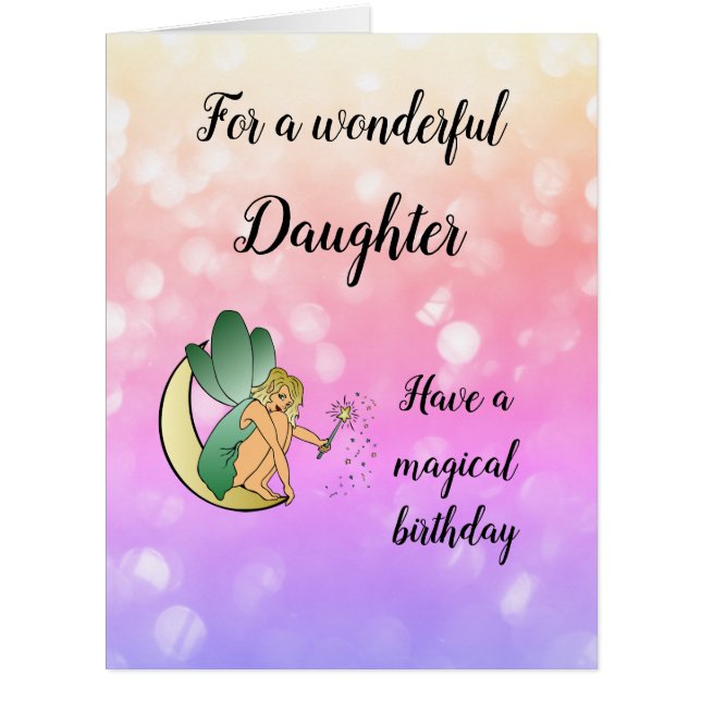 Cartão Feliz Aniversário Filha Fada design (Frente)