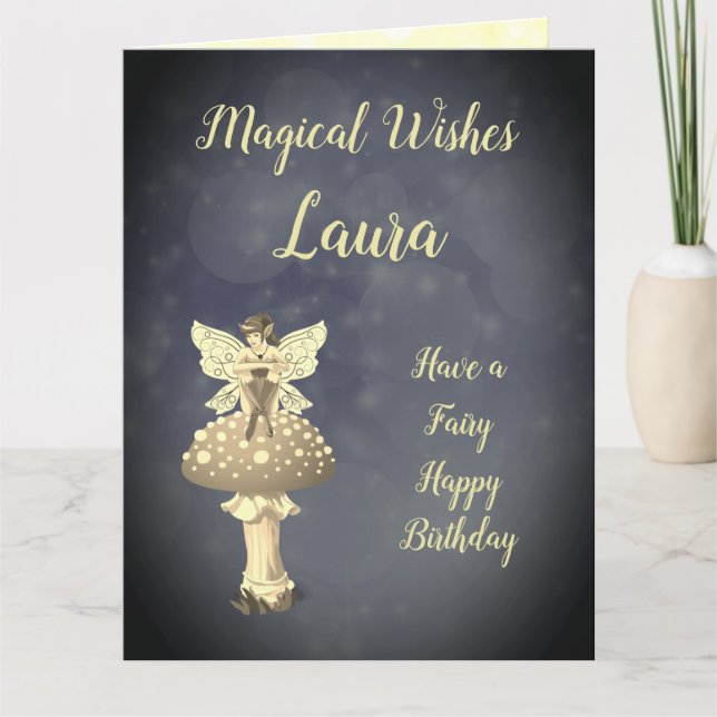 Cartão Feliz Aniversário Filha Fada design (Frente)