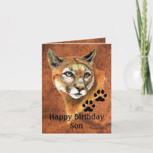 Cartão Feliz Aniversário, Filho Cougar, Puma, Leão De M