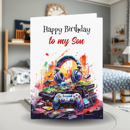 Cartão Feliz Aniversário Filho | Jogo de Vídeo Pensado