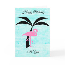 Feliz aniversário Flamingo e Palm Tree Card