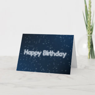 Cartão Feliz aniversário, flocos de neve azul-escuro