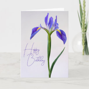 Cartão Feliz Aniversário   Flor de Íris Roxa