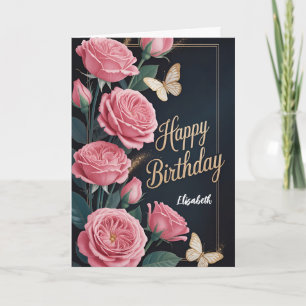 Cartão Feliz Aniversário Floral