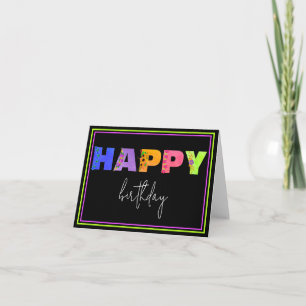 Cartão Feliz Aniversário Floral Letras Acentuadas em Bran