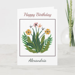 Cartão Feliz Aniversário Flores Aquarela Personalizada