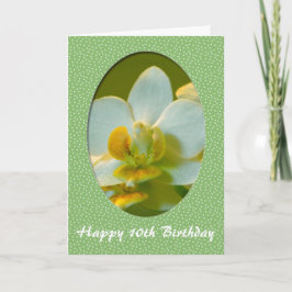 Cartão Feliz Aniversário, flores brancas de orquídea em v