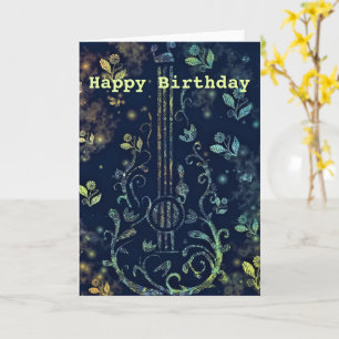 Cartão Feliz Aniversário - Flores de Arte do Violão -