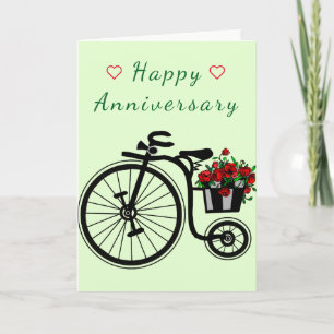 Cartão Feliz Aniversário Flores de Bicicleta Amor Românti