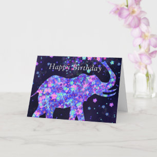 Cartão Feliz Aniversário - Flores Elefantes -