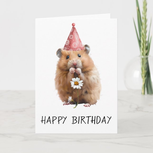 Cartão Feliz Aniversário, Fofo-Hamster (Frente)