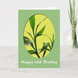Cartão Feliz Aniversário, folhas de bambu verde da sorte