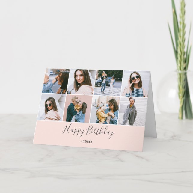 Cartão Feliz Aniversário Foto Moderna (Frente)