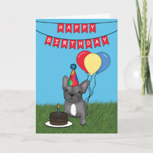 Cartão Feliz Aniversário Francês Francês Bulldog Card