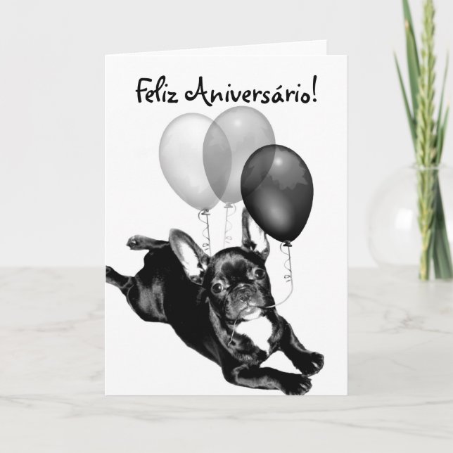 Cartão Feliz Aniversário French Bulldog greeting card (Frente)