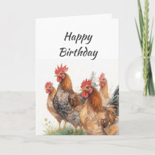 Cartão Feliz Aniversário Galinhas Engraçadas Dão uma Risa