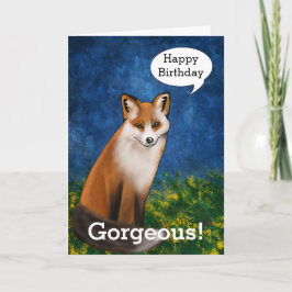 Cartão Feliz Aniversário Garganta Diz Raposa Bonita