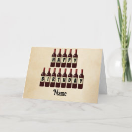Cartão Feliz Aniversário Garrafas de Vinho Vermelho Perso