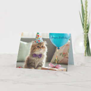 Cartão Feliz Aniversário Gatinho