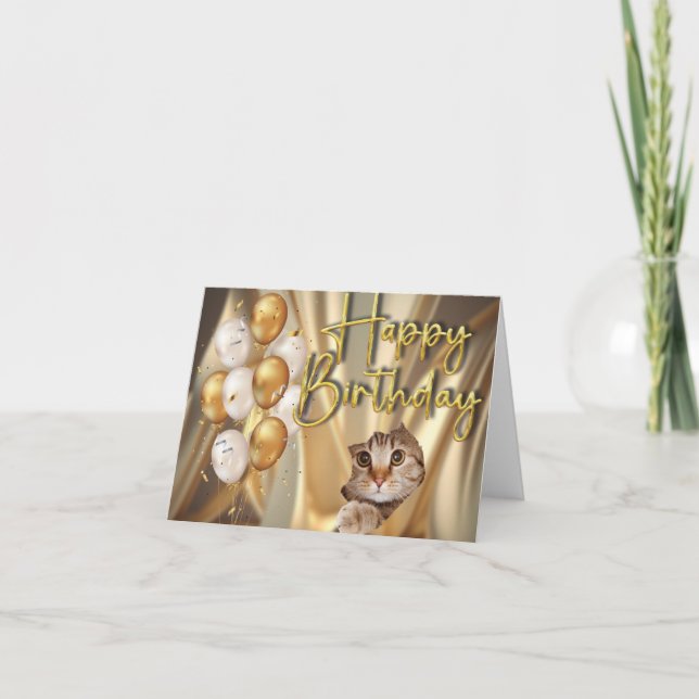 Cartão Feliz Aniversário Gato (Frente)