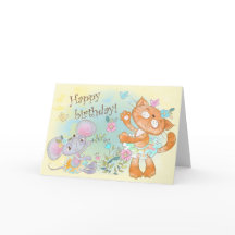 Feliz Aniversário Gato e Rato Ilustrado