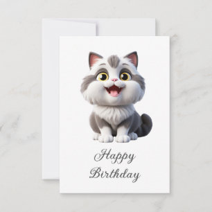 Cartão Feliz Aniversário Gato Engraçado Fofo