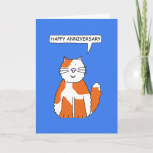 Cartão Feliz Aniversário Gato Laranja e Branco