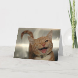 Cartão Feliz Aniversário Gato Ruivo Piscando