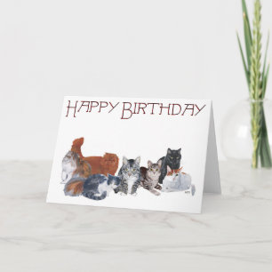 Cartão Feliz Aniversário Gatos