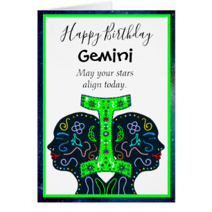 Cartão Feliz Aniversário Gemini amigo ou membro da famí