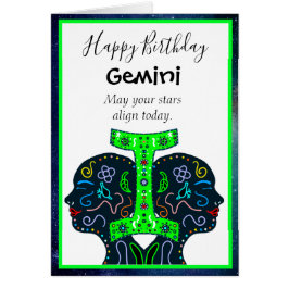 Cartão Feliz Aniversário Gemini amigo ou membro da famíli