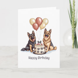 Cartão Feliz aniversário German shepherd Cães Bolo de Ani
