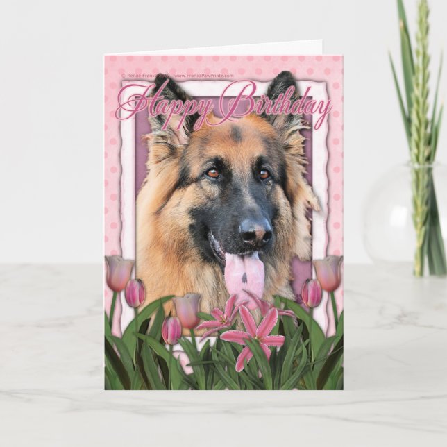 Cartão Feliz Aniversário - German shepherd - Longo Curso (Frente)