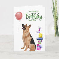 Feliz Aniversário German shepherd Watercolor