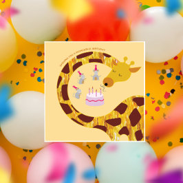 Cartão Feliz aniversário - Girafa e amigos