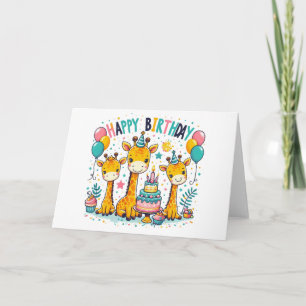 Cartão Feliz aniversário Girafas