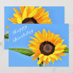 Cartão Feliz aniversário - Girassol Amarelo no céu azul