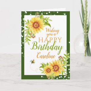 Cartão Feliz Aniversário Girassol Floral