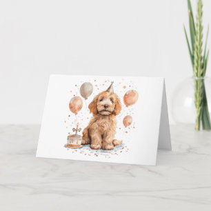 Cartão Feliz aniversário Goldendoodle Cachorro de Anivers