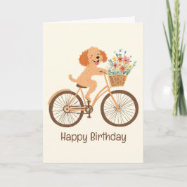 Cartão Feliz aniversário Goldendoodle Cachorro Primavera