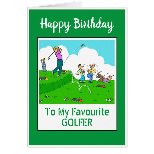 Cartão Feliz Aniversário Golfer (Frente)