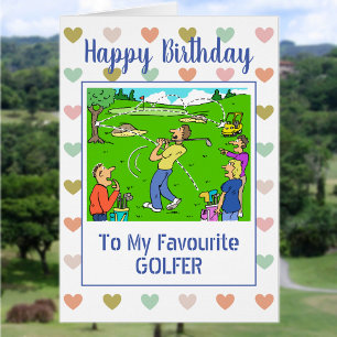 Cartão Feliz Aniversário Golfer